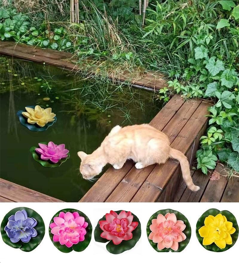20 Figurines Grenouille, 12 Feuilles Lotus, Plastique Eva, Décoration Jardin, Loisir Créatif . - Jardin