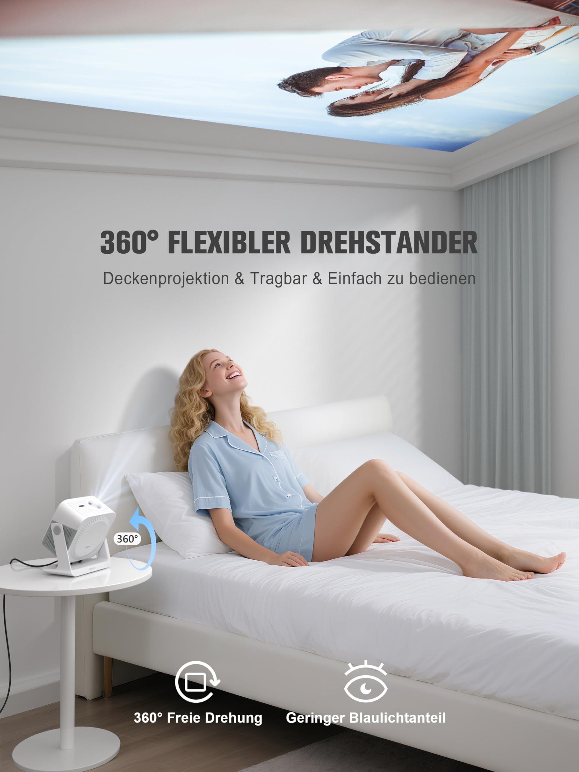VOPLLS Beamer 4K Heimkino 1200ANSI Autofokus Trapezkorrektur WiFi6 Bluetooth Dolby Audio HDR10+ Projektor