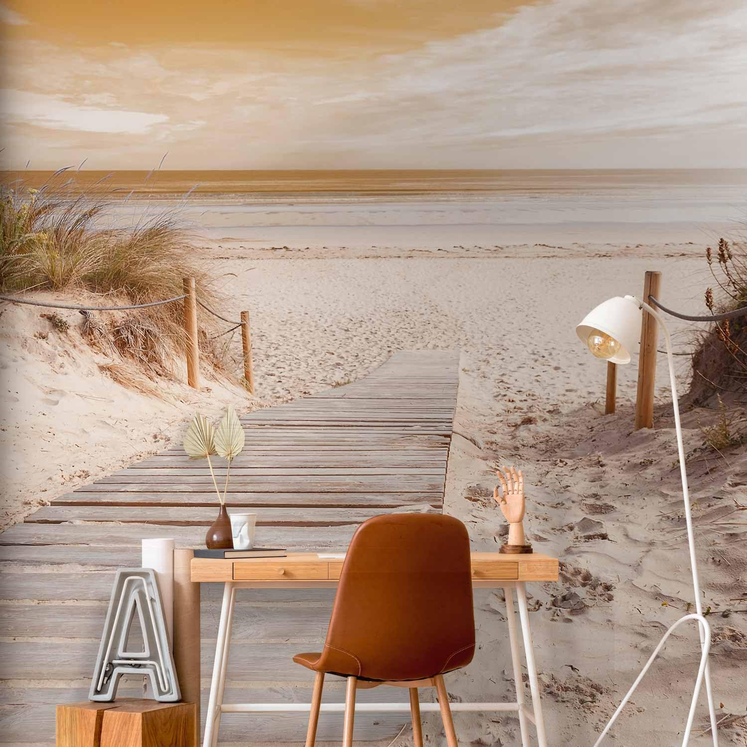 murando - Fototapete Vlies Strand und Meer, 500x350 cm, Schlafzimmer | Full HD Druck, 3D-Effekt, lichtbeständige Farben, ideal fürs Wohn- oder Schlafzimmer, schnelle Montage, lichtbeständig, edel
