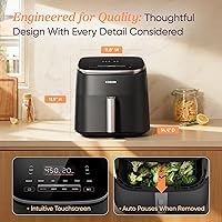 Vista 7 de COSORI Freidora de aire TurboBlaze 9 en 1 de 6 Qt, revestimiento cerámico premium, 90°–450°F, calefacción precisa para resultados uniformes, freír