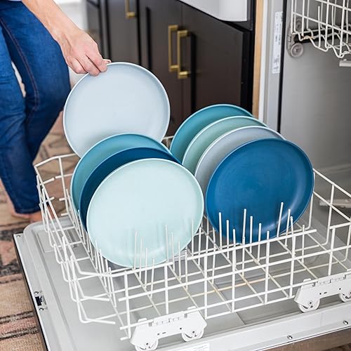 Miniatura 7 de Grow Forward Platos de paja de trigo de alta calidad, platos de plástico duro reutilizables de 10 pulgadas, juego de 8 platos irrompibles aptos para