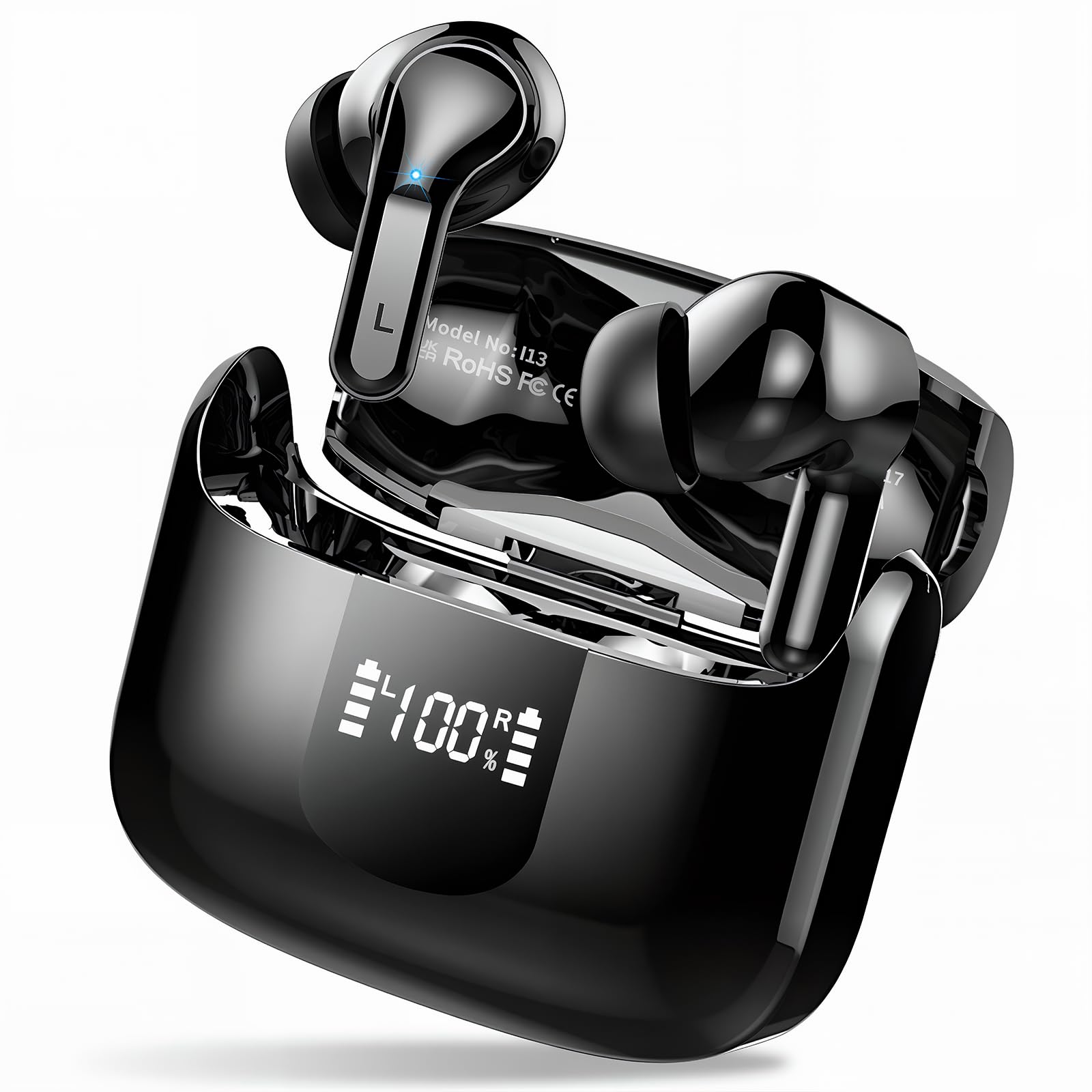 Kopfhörer Kabellos Bluetooth 5.4, Bluetooth Kopfhörer mit 6D Stereo Bass | 56Std ENC Noise Cancelling Wireless Earbuds, USB-C 3g Mini Ohrhörer in-Ear, IP-X7 Wasserdicht Headphones für Android iOS