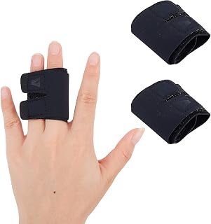 AMIJOUX 2 Pack Finger Splint Reusable Finger Support Sleeves for Sport Injuries Adjustable Elastic Trigger Finger Splints for Basketball Volleyball Tennis