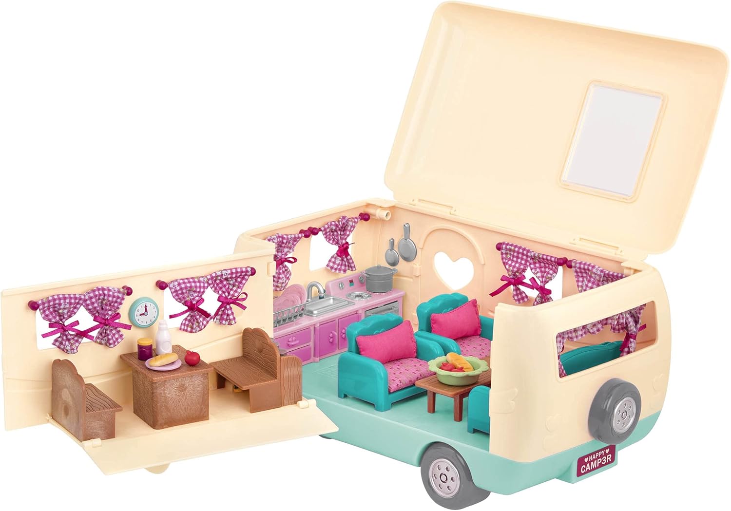 Prоmо 40% оƒƒ Li'l Woodzeez Animal Figurine Playset & Accessories - Happy Camper, Blue - 39Piece