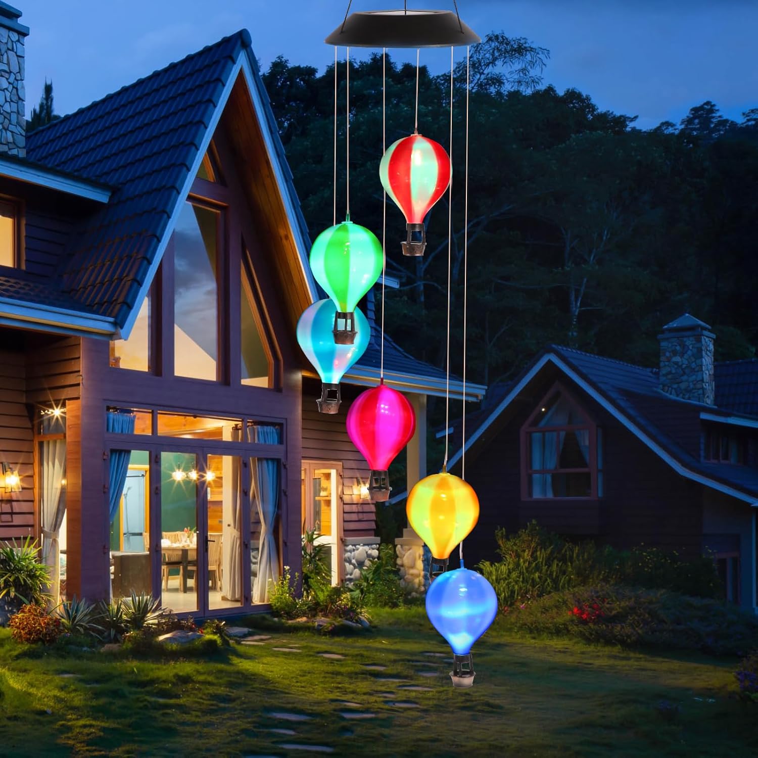 Solar Wind Chimes for Outside, Color Changing Hot Air Balloon Wind Chimes Solar Lights for Outside Garden Outdoor Patio Décor, Gifts for Mom Birthday Gifts for Women Grandma Wife Friend - Image 5