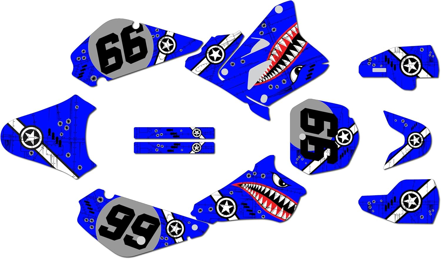 Graphics Kit for Suzuki RM85 (2001+) Predator Series Grey 16 Mil - On/Off the Road - Dirt Pit Bike Motorcycle Stickers, Dirtbike Racing Automotive Decal Motocross Accessories no-Plastics