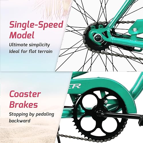 Miniatura 3 de Tracer Bicicleta de crucero de playa para adultos, ruedas de 26 pulgadas, freno de montaña de una sola velocidad, bicicleta doble para mujeres,