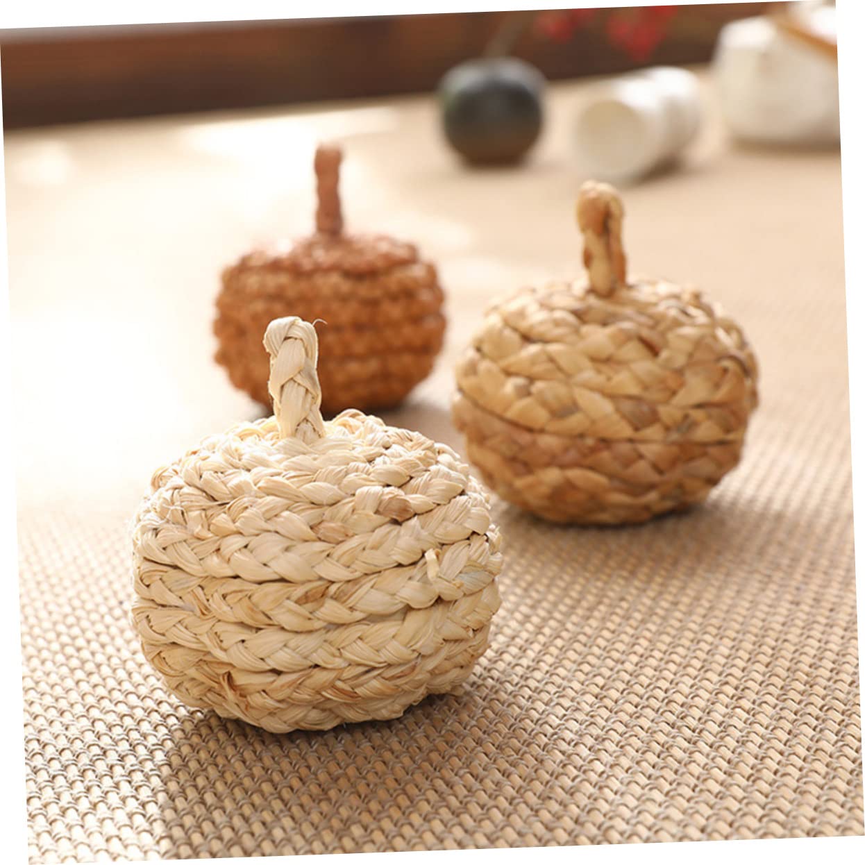 8stücke Geflochtene Kürbisornamente Aus Dekorative Kunstpumpkins Für Herbst Und Weihnachtsdekoration Für Tisch Und Fensterbank