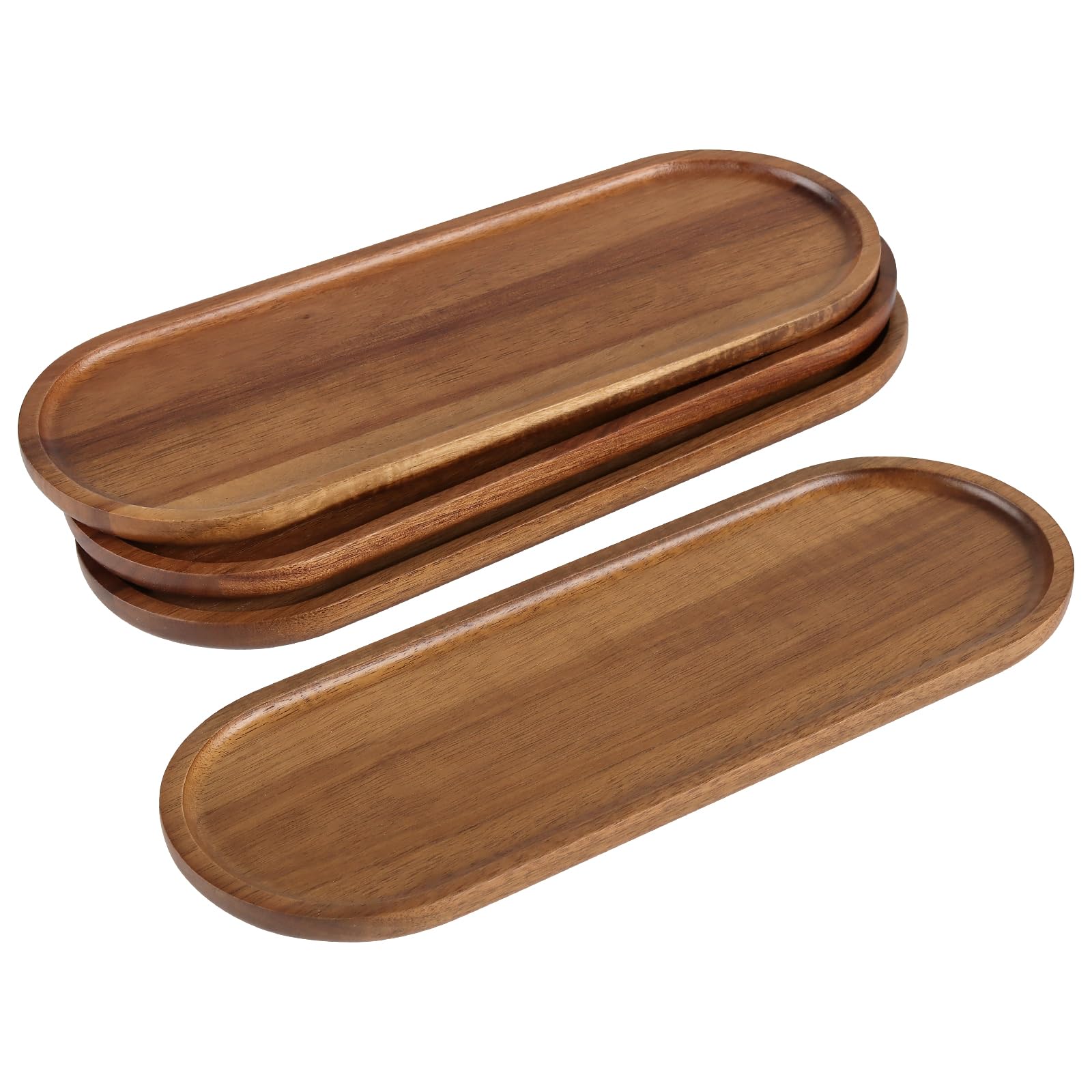 Joikit Wood 4 Pack En Oval Serving Tray, 28 X 10.2Cm Tea Tray For Food And Beverages