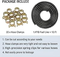 Vista 5 de Línea de combustible elástica de 9.85 ft (3. m) de longitud, 1/4 de pulgada (6.35 mm) de diámetro interno, y 20 piezas de abrazaderas de manguera