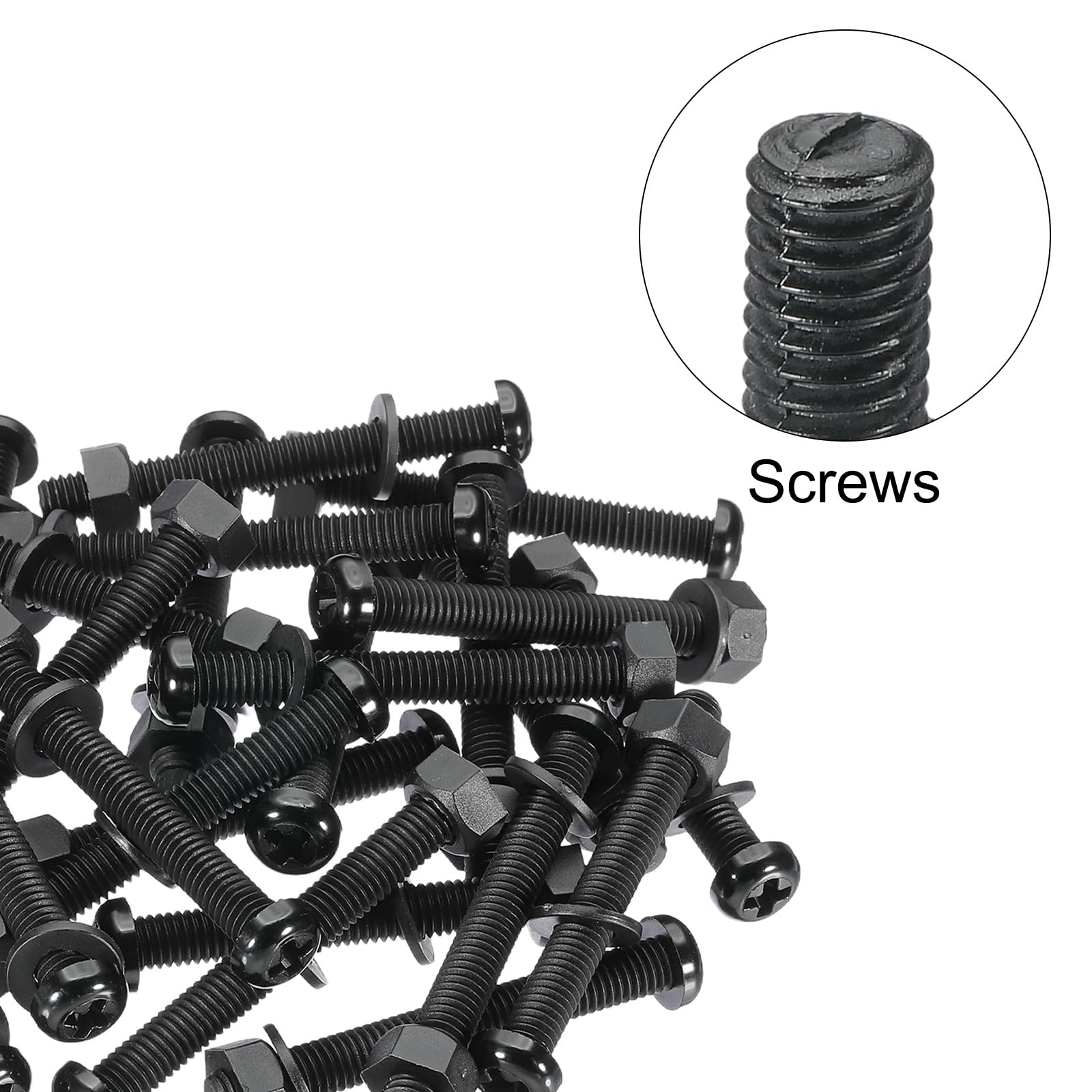 PATIKIL M6x50mm Black Nylon Bolts Plastic Nuts Full Thread Head Screws, 24 Pcs, M6*50mm - Image 4