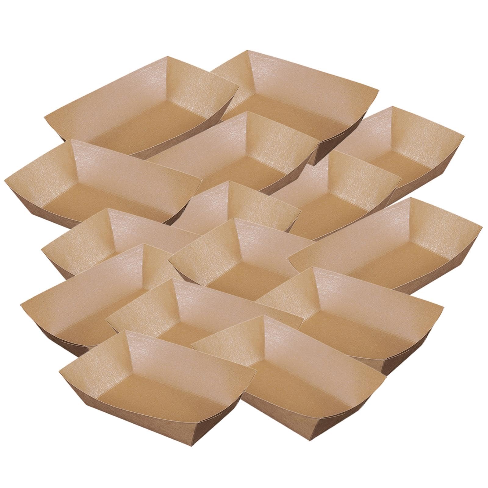 Lot de 100 barquettes en papier kraft pour tacos, nachos, frites, corn, M