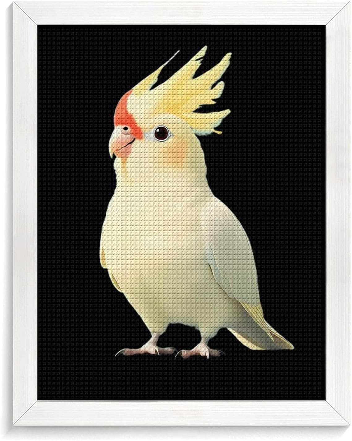 Happy Cockatiel Diamond 5D Painting Kits with Frame DIY Full Round Drill Gem Art Crafts for Home Wall Decor 16 X 20in White Wood 40 * 50cm