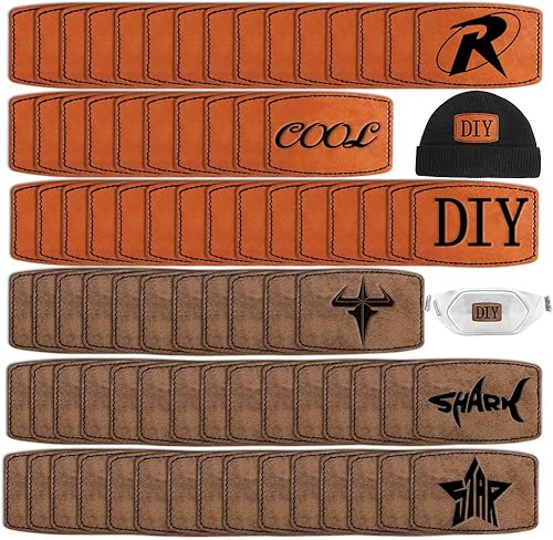 60 parches en blanco para sombreros, parches de cuero sintético para sombreros, parches adhesivos de piel sintética para sombreros, reparación