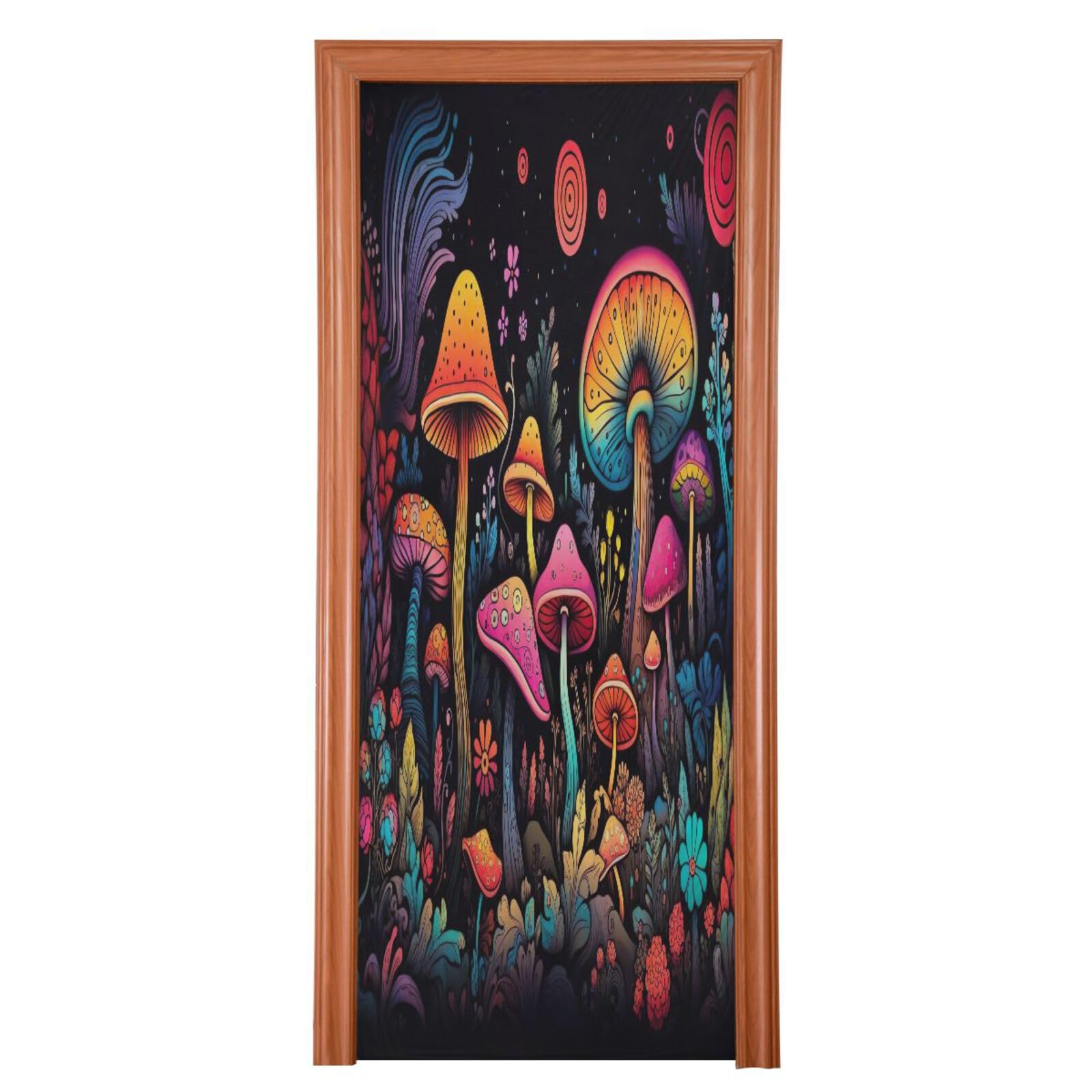 FLildon Fantasy Mushroom Door Cover Decoration, Party Accessory Porch Decor for Festive Ornament Room Door Covers 32 x 79 Inch
