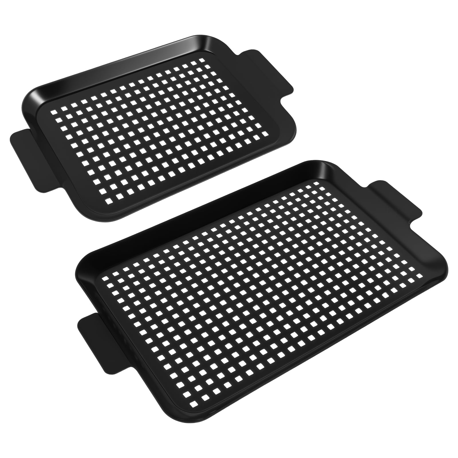 2 Pack BBQ Grill Tray, Nonstick Barbecue Grilling Baskets, Steel Grilling Tray Kit Solid Versatile Barbecue Grilling Basket Easy to Clean Stainless Steel BBQ Grill Tray Set for Camping