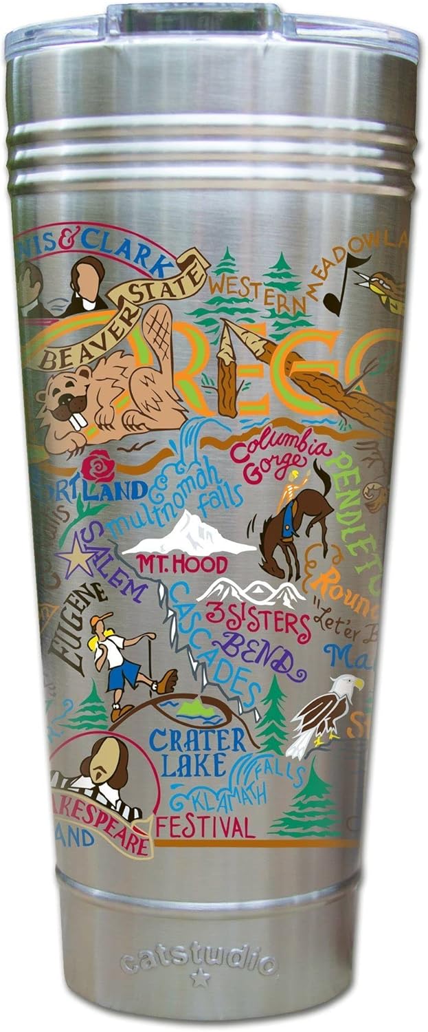 catstudio California Thermal Tumbler | Triple Wall Insulation With Non Slip Bottom | Great Travel Cup for Water, Coffee, Tea, or Smoothies