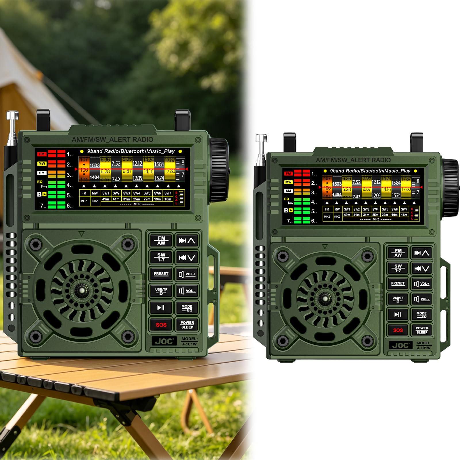 Ricevitore radio portatile multibanda con sintonizzatore antenna e batteria ricaricabile per uso esterno