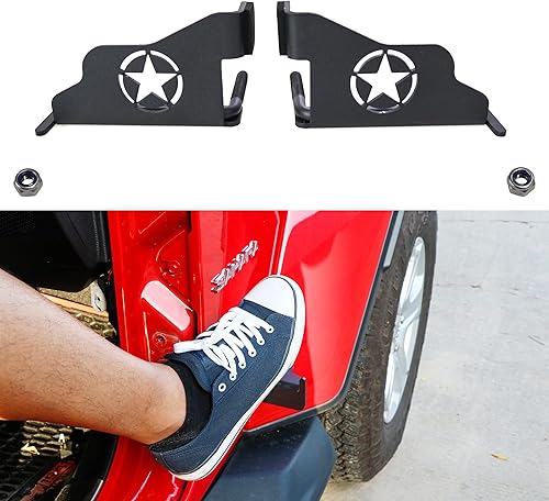 Piernas delanteras de acero negro para Jeep Wrangler TJ 1997-2006 Bisagra de puerta exterior Pedal de reposo de clavijas - 1 par