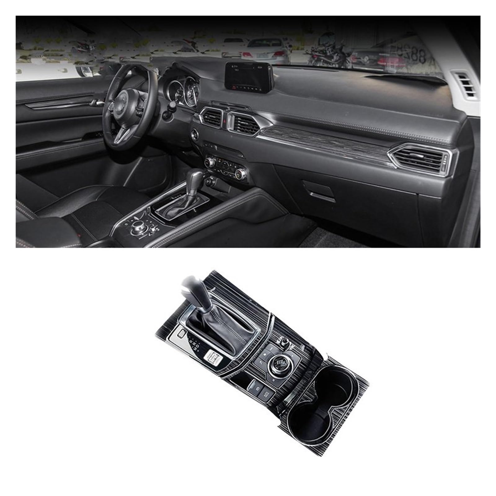 for Mazda CX5 CX-5 2017-2021 2022 2023 2024 KF Car Console Gearbox Panel Trim Frame Cover Sticker Strips Garnish Decoration Car Trim Interior(LHD 3pcs)