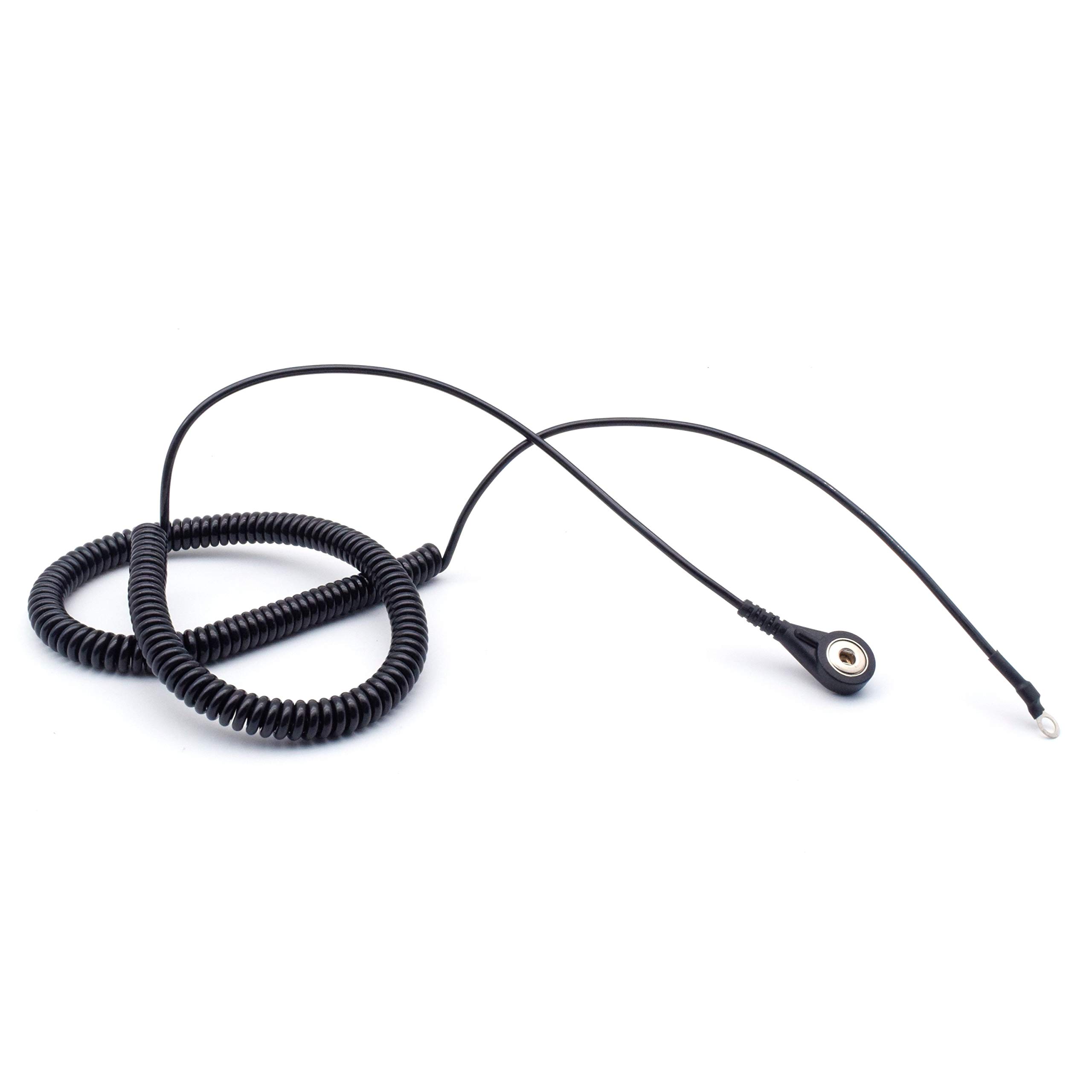 Quadrios GmbH ESD Schutz Spiral Cable Earth Cable 4 mm Push Button to 4 mm Ring Terminal Spiral Cable 3.6 m Professional Antistatic Accessories (Standard EN 61340-5-1) - Image 2