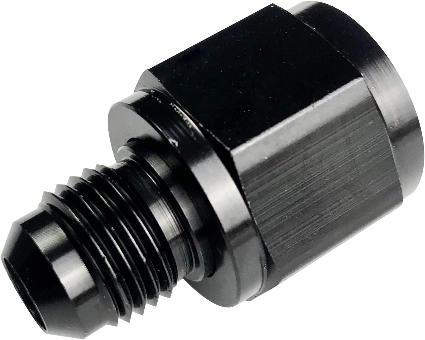 8AN Female to 6AN Male Flare Reducer Aluminum AN 8 to AN 6 Reducing Hose Fitting Expander Pipe Union Swivel Fuel Line Adapter Black Anodized