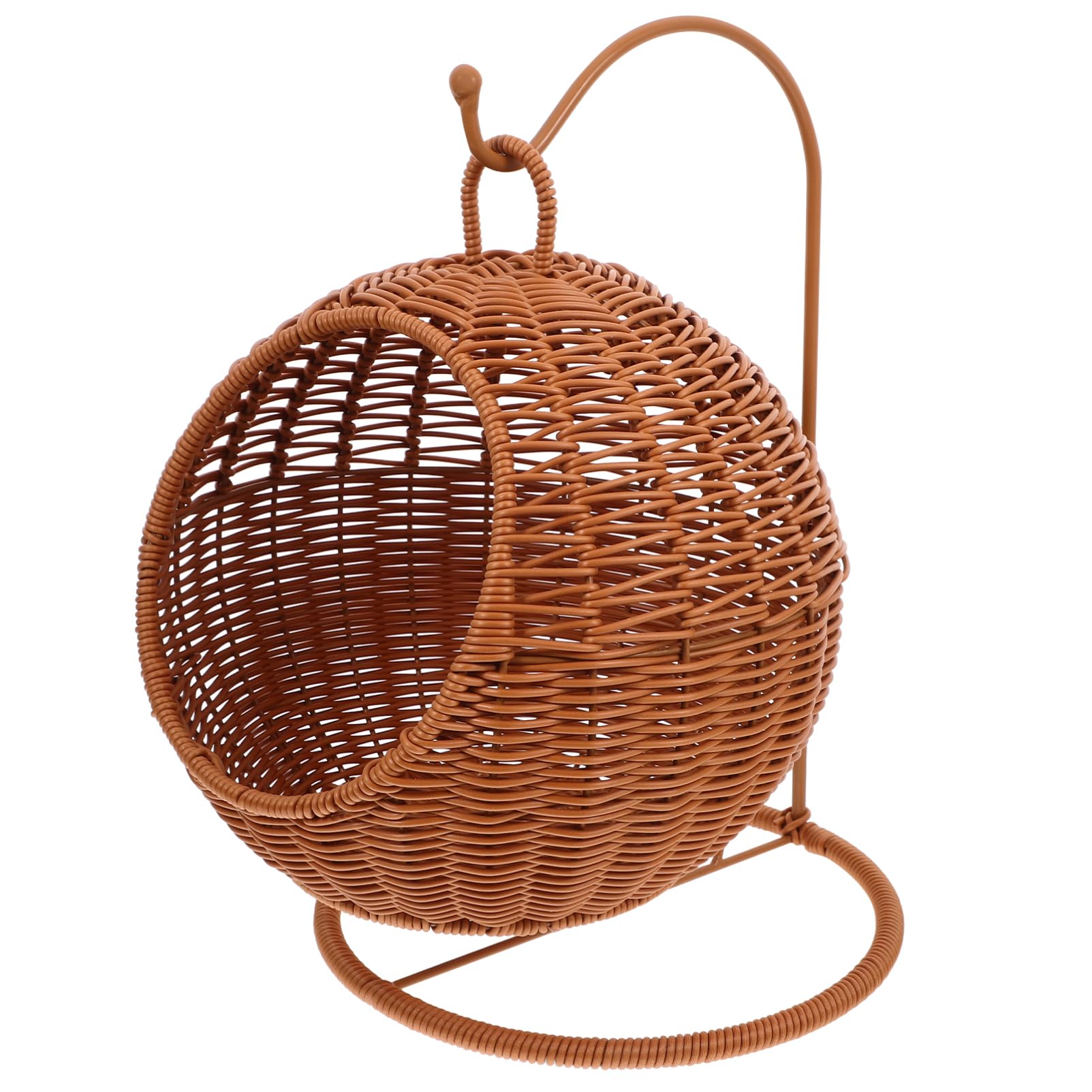 Hemoton Hanging Fruit Baskets for Kitchen, Rattan Countertop Vegetable Storage Snacks Candy Serving Container Fruits Stand Holder Storage Organizer for Kitchen