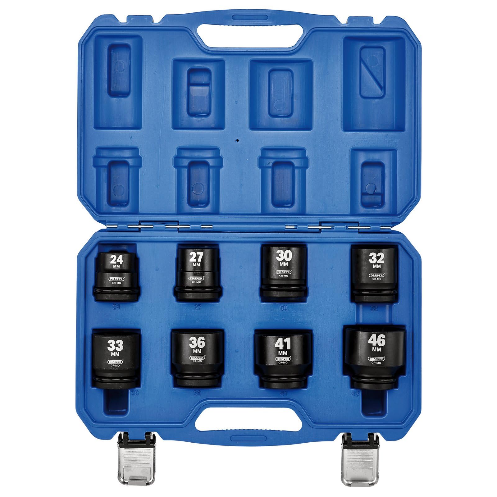 Draper HI-TORQ 8pcs Metric Impact Socket Set, 3/4" Sq. Dr. - 20206-6-Point CR-MO Steel, Black, 1 - Image 2