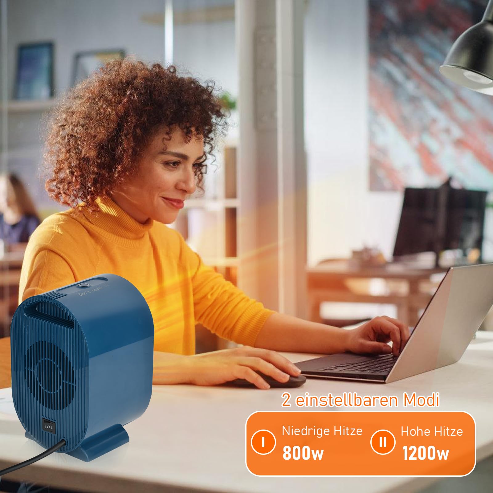 Heizlüfter Energiesparend 800W/1200W - PTC Heizung Mit Überhitzungs- Und Kippschutz