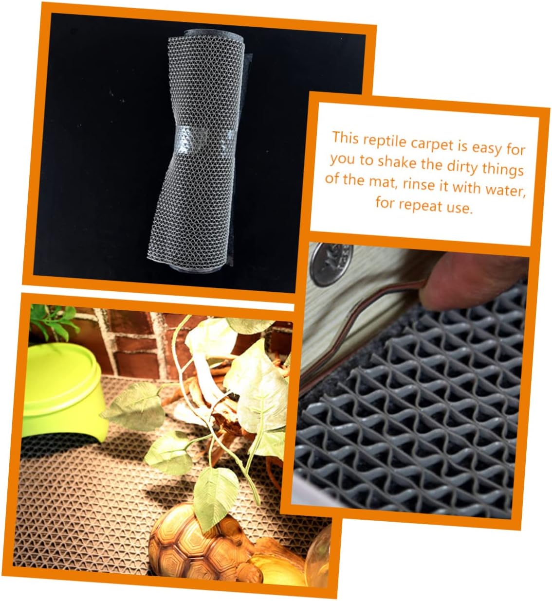 1set Reptile Carpet Liner Mat Tortoise Bedding for Terrariums Washable Reusable Substrate for Lizards Snakes and Turtles Grey