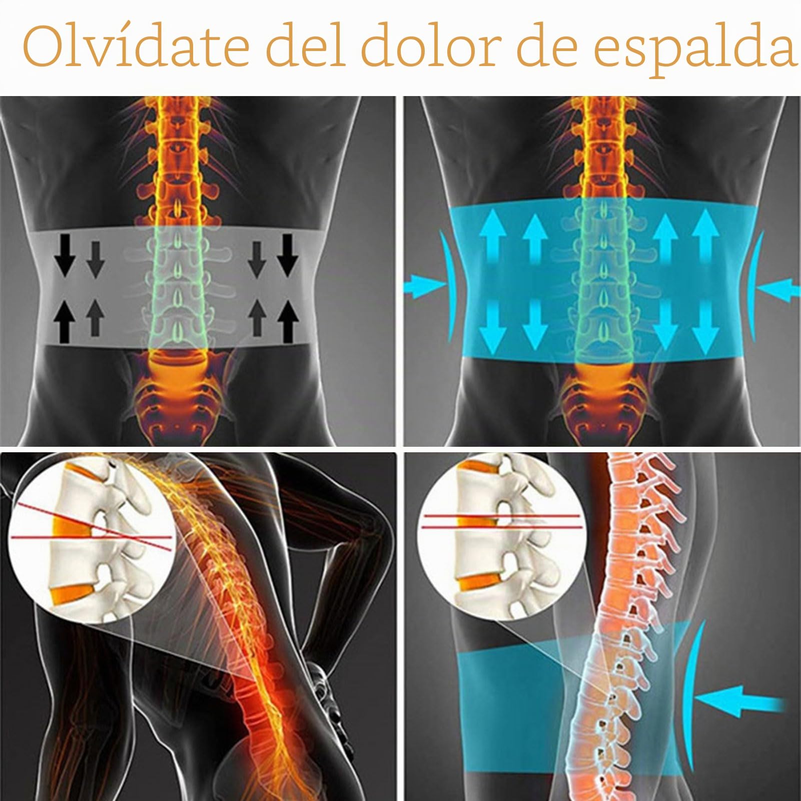 Cinturón de Espalda de Descompresión Física,Faja Lumbar para Uso terapéutico para Dolor Espalda y Alivio del estrés Muscular Espalda (1 Pieza - Beige)