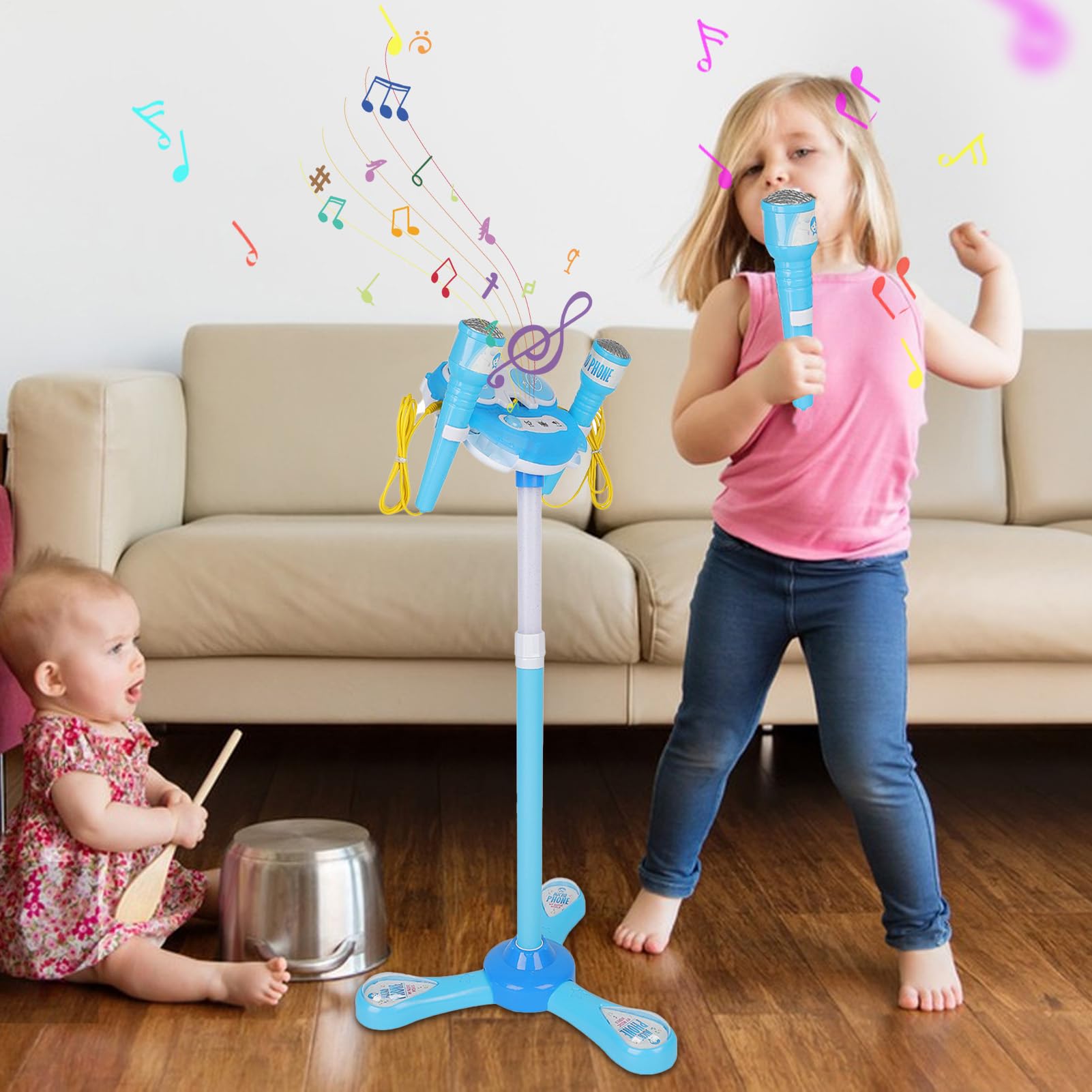 Microfono Per Bambini Con Stand - Microfono Stage Playset, Macchina Da | Karaoke Con Musica, Microfono Educativo Playset, Per Bambini Interattivi In piedi Per Ragazzi Per Ragazzi