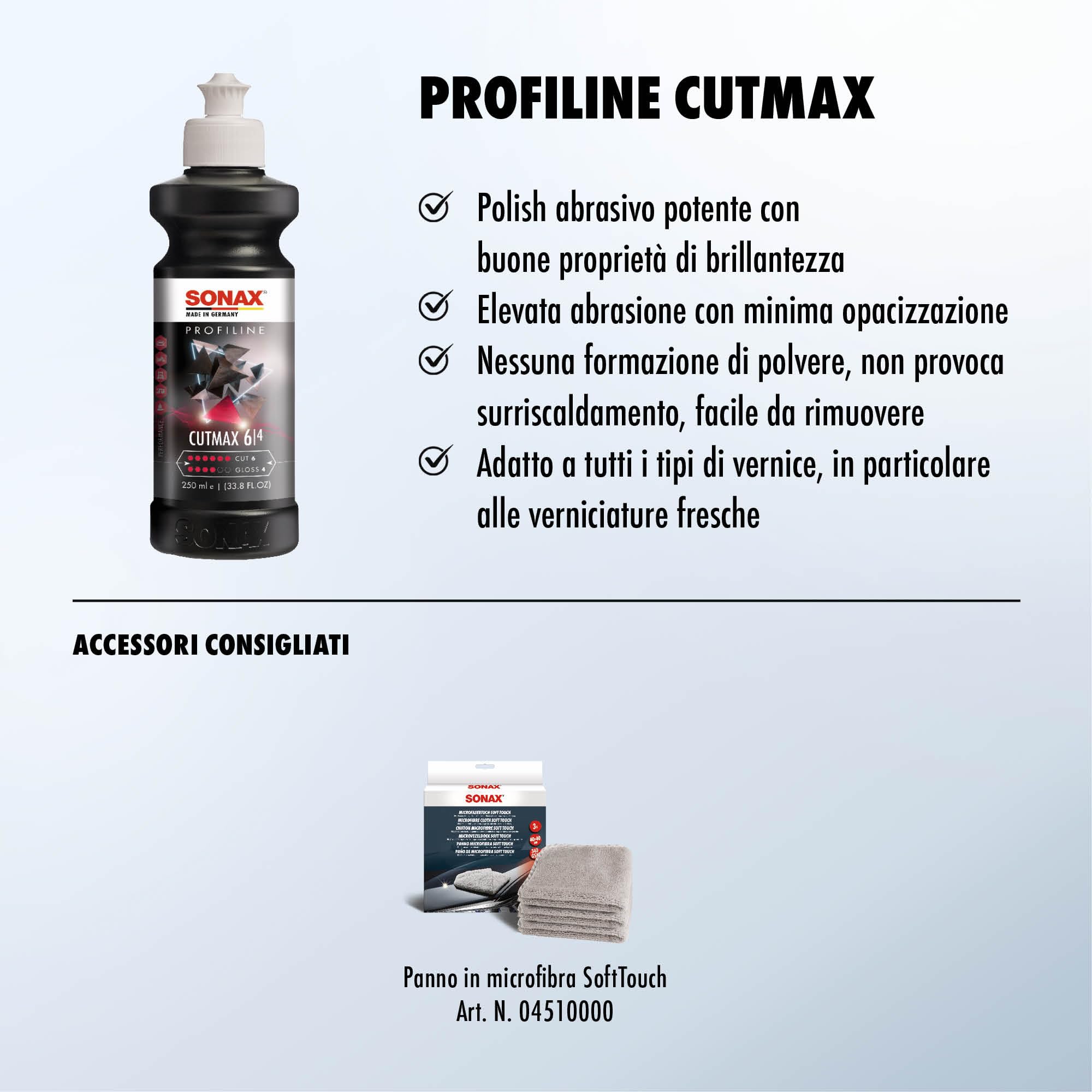 SONAX PROFILINE CutMax (250 ml) lucidante levigante con potente effetto brillantezza per vernici | Art. N. 02461410