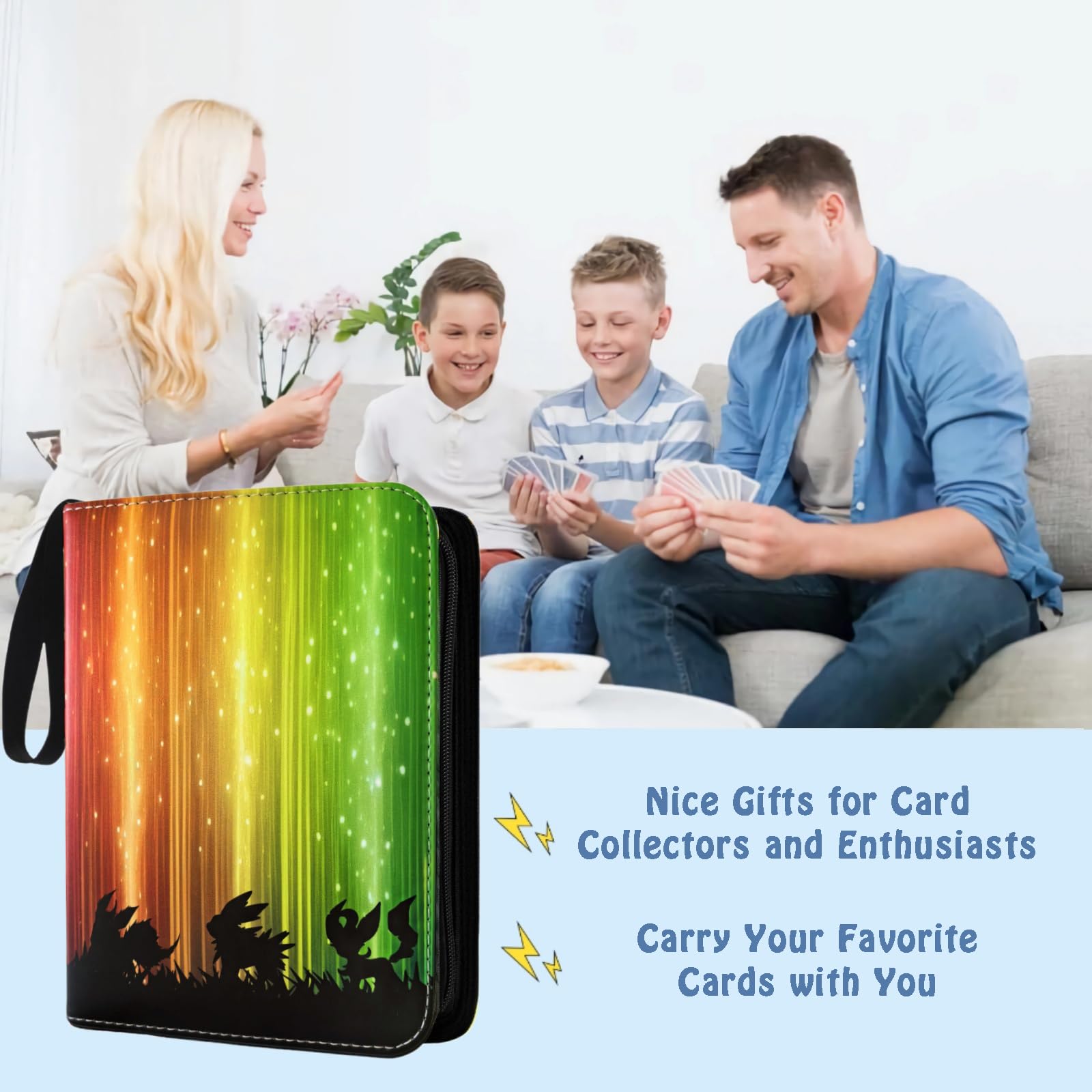 Raccoglitore per carte collezionabili, 9 tasche, 900 tasche | Cartella porta carte con cerniera e 50 maniche rimovibili fronte-retro, compatibile con carte da gioco TCG MTG