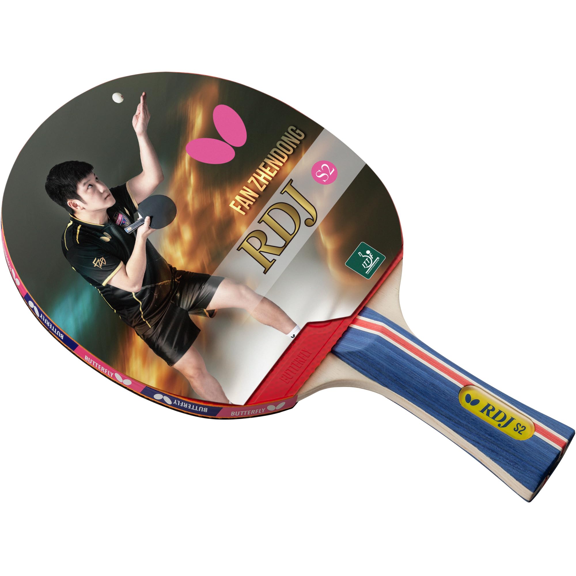 RDJ S2 Shakehand Table Tennis Racket | RDJ Series | Good Spin, Better Speed & Even Better Control! | Recommended for Beginning Level Players, Red and Black