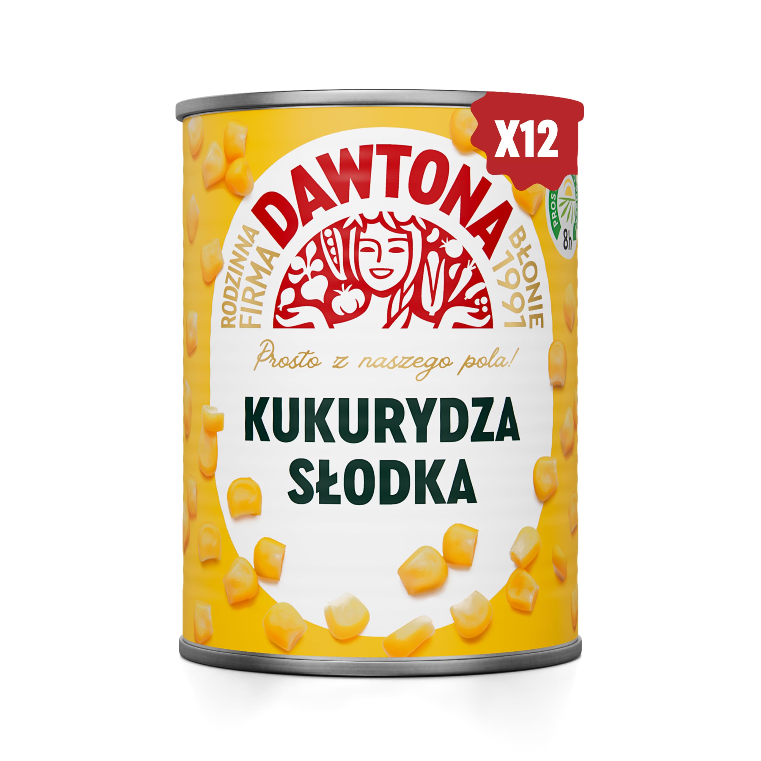 DAWTONA Kukurydza konserwowa słodka 12 x 400g - Bez konserwantów i sztucznych dodatków - Naturalnie soczysta i chrupiąca - Idealna do sałatek, zup i dań
