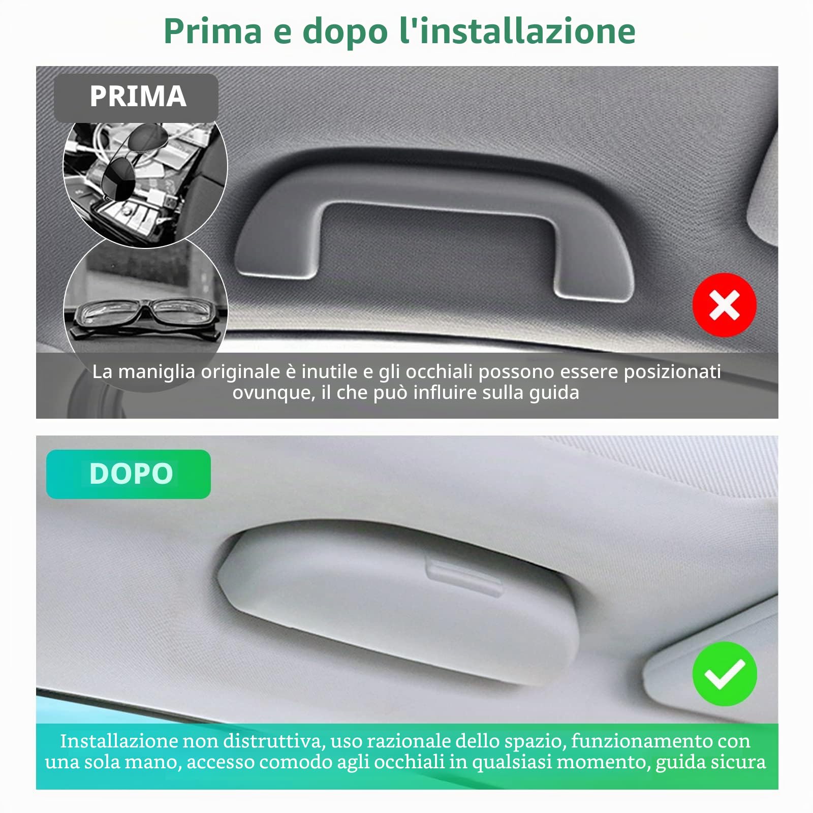 GAFAT Compatibile con Jeep Renegade 2015-2025 2026 Porta Occhiali da Sole, Accessori Renegade BU 4x4 4xe Hybrid Custodie occhiali Contenitore Organizer Tuning (Grigio)