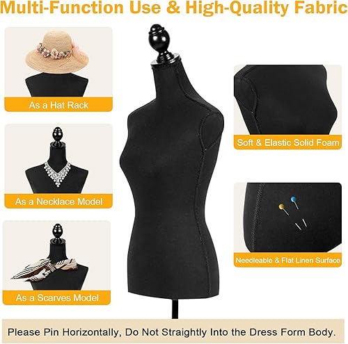 Miniatura 6 de RROCOSIA Torso de maniquí de maniquí, forma de vestido ajustable de altura de 60 a 67 pulgadas, 4.1 libras ligero y fácil de mover cuerpo de