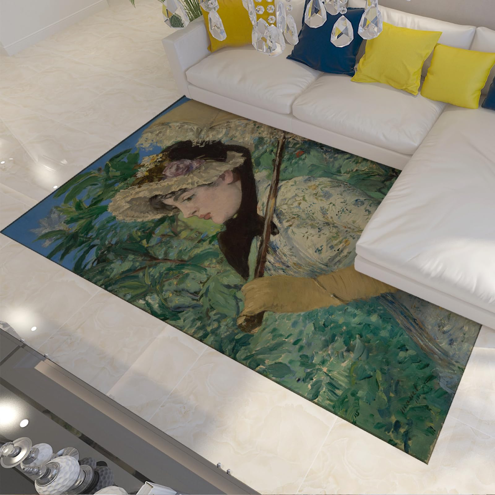 Peinture tapis imprimé style Edouard Manet grand tapis de ferme rétro pour salon et patio