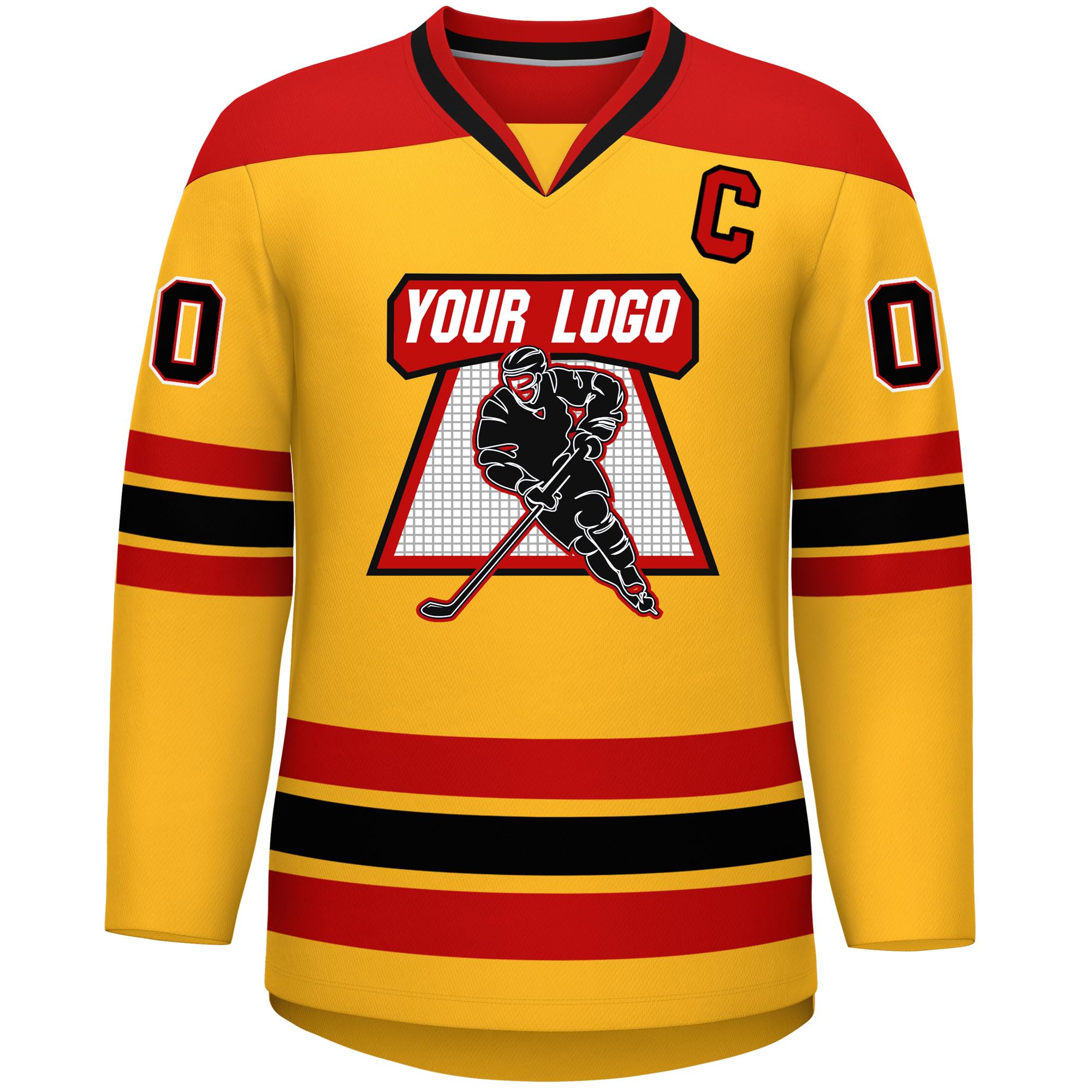 Custom Hockey Jersey Stitched or Printed Name Number V-Neck Athletic Jersey