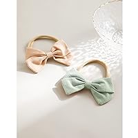 Vista 6 de Jesries 30 diademas para bebé, lazos para el pelo para niñas, diademas de nailon con lazos de lino, accesorios para la cabeza hechos a mano