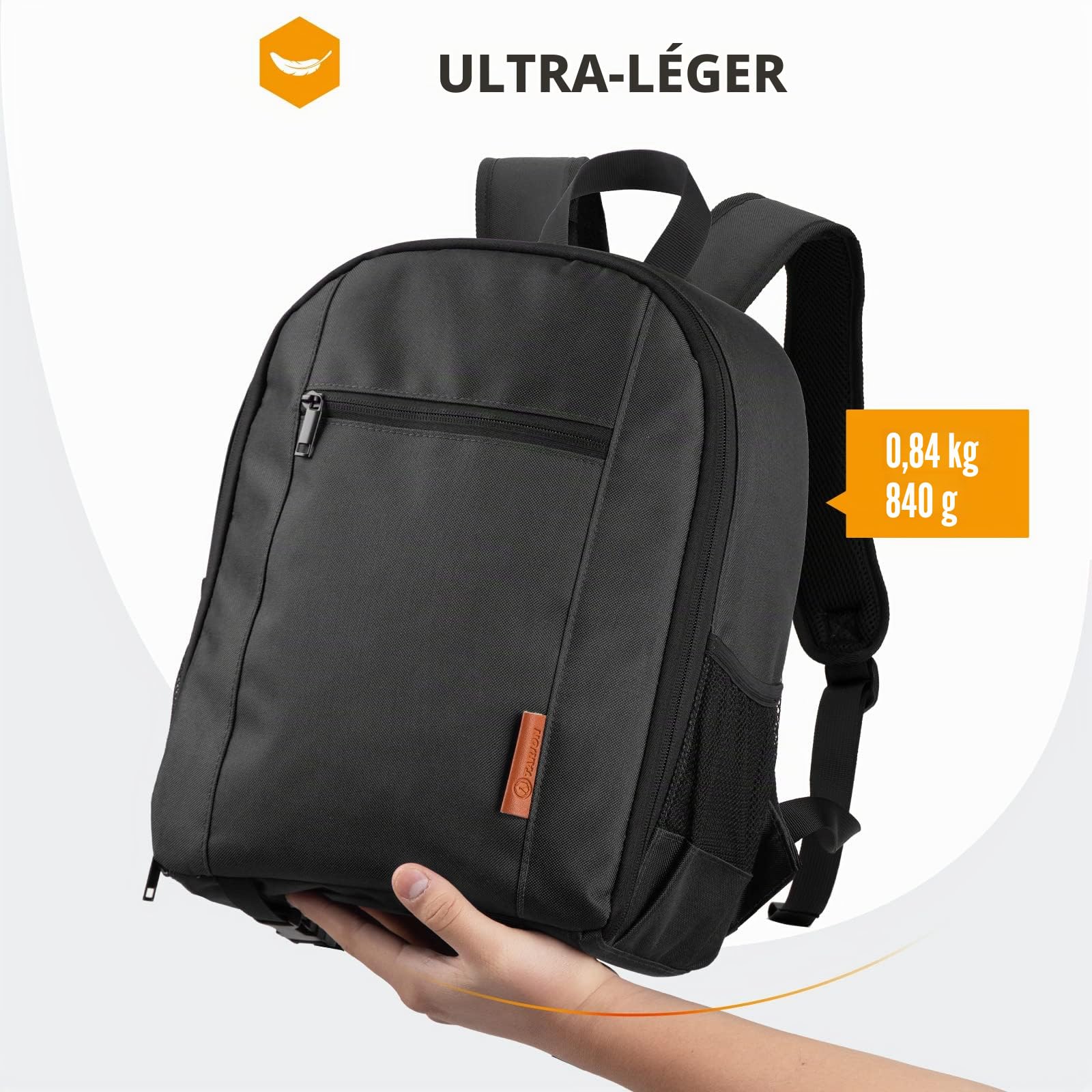 TARION Petit Sac à Dos Appareil Photo - Sac Photo DSLR Professionnel avec Housse Pluie Imperméable Compartiment Ordinateur Sac Photographie Compact Noir TB-S