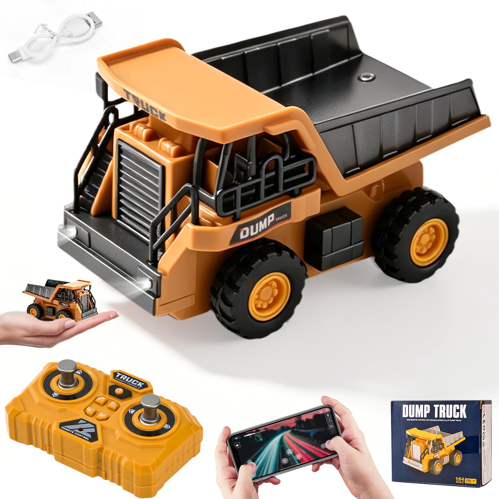 Camion-Benne RC 2.4GHz – Véhicule Construction Avec Sons Et Lumières – 2 Batteries – Dès 3 Ans