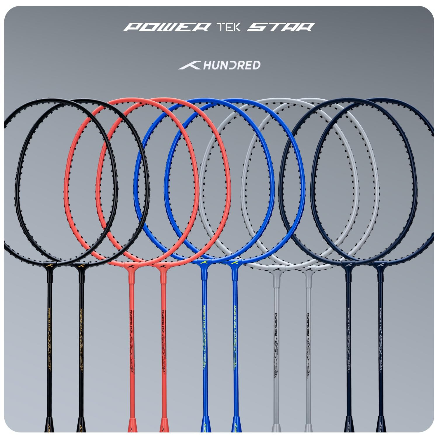 Hundred Powertek Star - Set di Racchette da Badminton Unisex Adulto