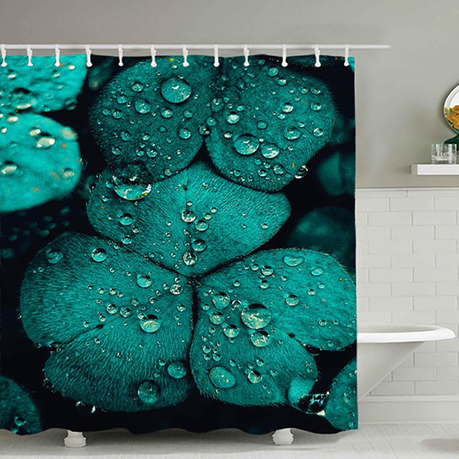Rideau de douche imperméable anti-moisissure KnSam feuilles bleu vert