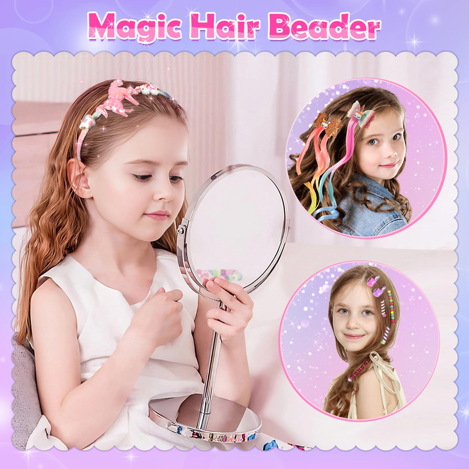 Hzitcigm Regali Bambine 5 6 7 8 9 10 11 12 Anni : Accessori per Capelli Giocattoli Bambina, Lavoretti Creativi per Bambin, Set fai da te per trecce da, Unicorno Regalo di Compleanno Natale per Ragazze