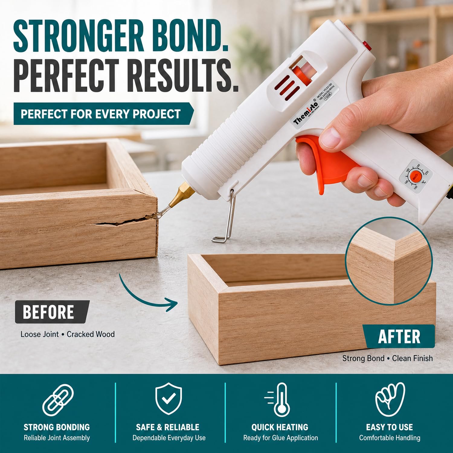 Themisto 150W Hot Glue Gun - 3 Free Sticks -4 Themisto 150W Hot Glue Gun - 3 Free Sticks -4