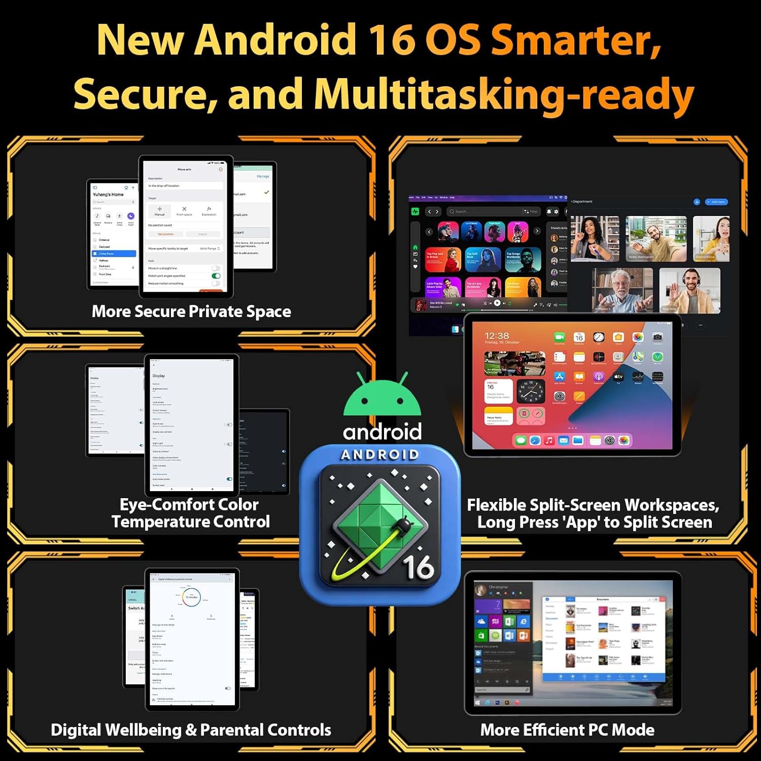2026 Android Tablet with Keyboard, Upgraded Android 16 tablet with 26GB+256GB+2TB Expand, 10 inch Tablet PC with 8-Core, Gemini AI, WiFi, 8000mAh, GMS,GPS, 2-in-1 Tablet with Case,Mouse,Stylus(Black)