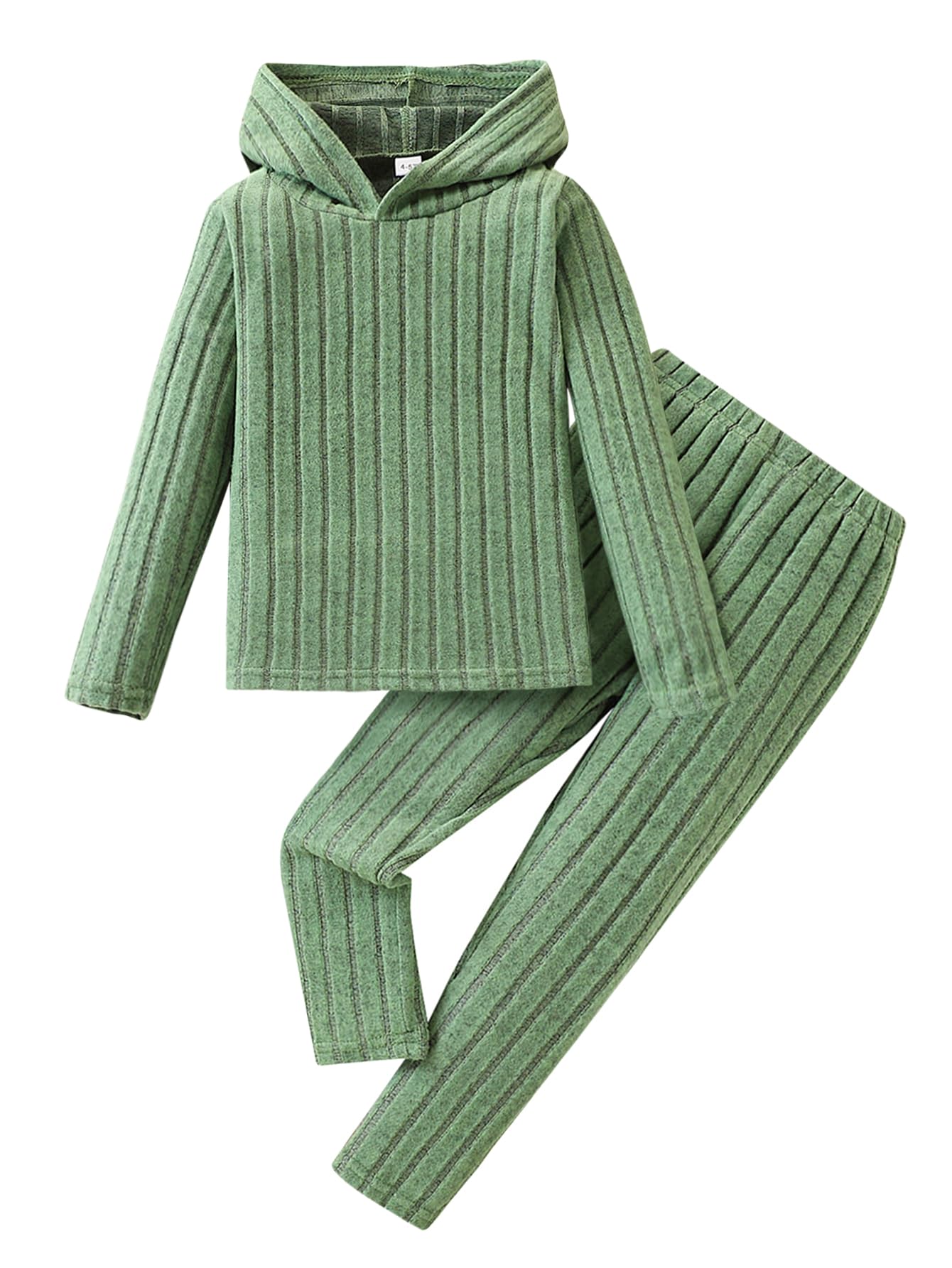 Toddler Kid Girls Clothes Ribbed Color Block Long Sleeve Hoodie Sweatsuit Set Fall Outfits