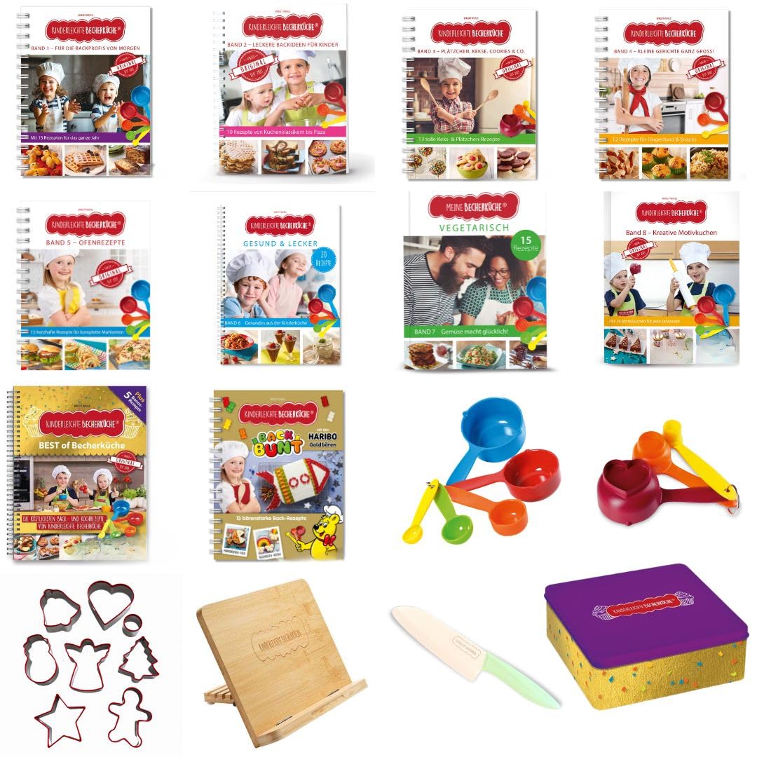 Kinderleichte Becherküche: Das größte Vorteilspaket - Alle 10 Bücher + hochwertiges Zubehör, Kinder Backbuch, Kochbuch für Kinder, kinderleicht Backen und Kochen ab 3 Jahren